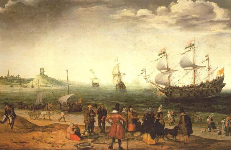 Adam Willaerts The painting Coastal Landscape with Ships by the Dutch painter Adam Willaerts France oil painting art